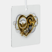 Steampunk Heart met een manometer Metalen Ornament (Voorkant Rechts)