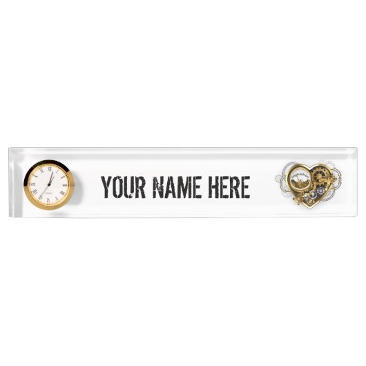 Steampunk Heart met een manometer Naambordje (Voorkant)