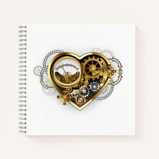 Steampunk Heart met een manometer Notitieboek (Voorkant)