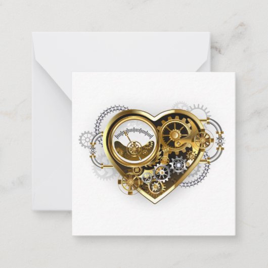 Steampunk Heart met een manometer Notitiekaartje (Voorkant)