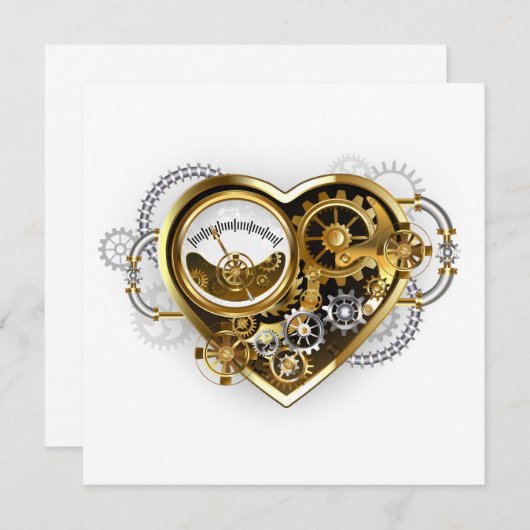 Steampunk Heart met een manometer Notitiekaartje (Voorkant / Achterkant)