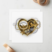 Steampunk Heart met een manometer Notitiekaartje (Voorkant / Achterkant in situ)