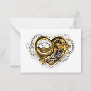 Steampunk Heart met een manometer Notitiekaartje
