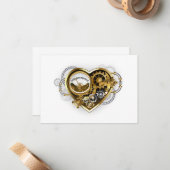 Steampunk Heart met een manometer Notitiekaartje (Voorkant / Achterkant in situ)