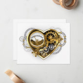 Steampunk Heart met een manometer Notitiekaartje (Voorkant / Achterkant in situ)