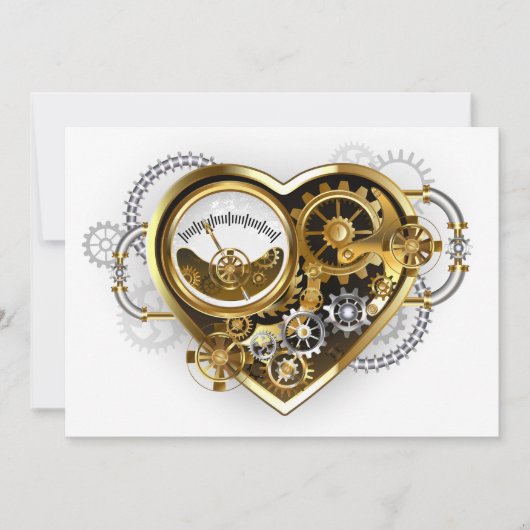 Steampunk Heart met een manometer Notitiekaartje (Voorkant)