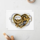 Steampunk Heart met een manometer Notitiekaartje (Voorkant / Achterkant in situ)