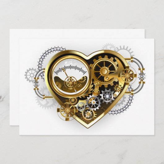 Steampunk Heart met een manometer Notitiekaartje (Voorkant / Achterkant)