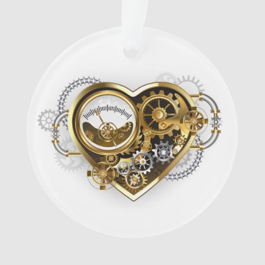 Steampunk Heart met een manometer Ornament (voorkant)