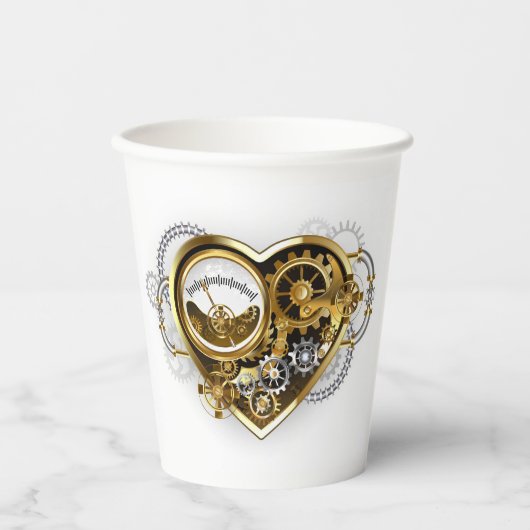 Steampunk Heart met een manometer Papieren Bekers (Voorkant)