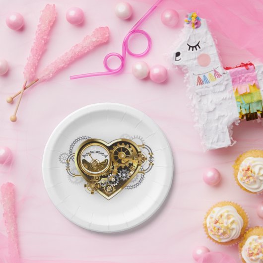 Steampunk Heart met een manometer Papieren Bordje (Feest)
