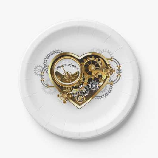 Steampunk Heart met een manometer Papieren Bordje (Voorkant)