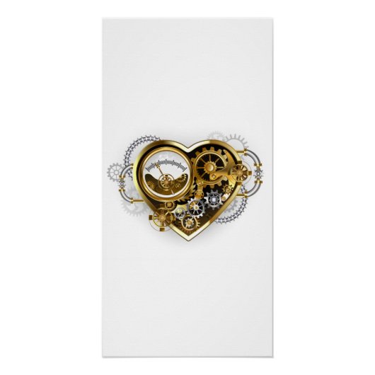 Steampunk Heart met een manometer Perfect Poster (Voorkant)