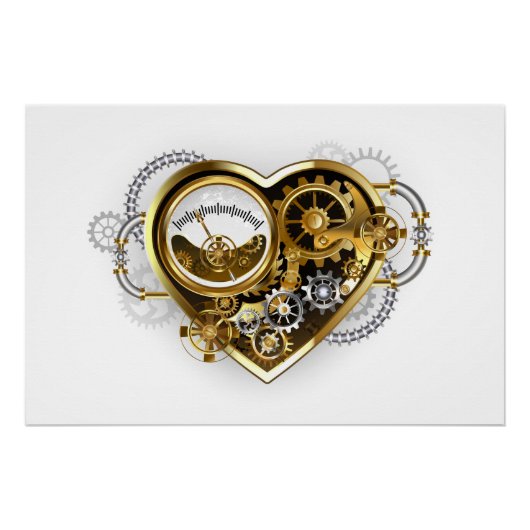 Steampunk Heart met een manometer Perfect Poster (Voorkant)