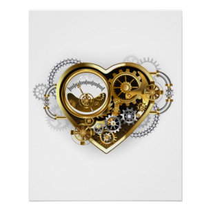 Steampunk Heart met een manometer Perfect Poster
