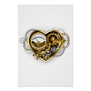 Steampunk Heart met een manometer Perfect Poster