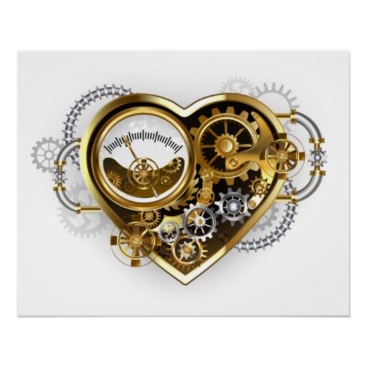 Steampunk Heart met een manometer Perfect Poster (Voorkant)