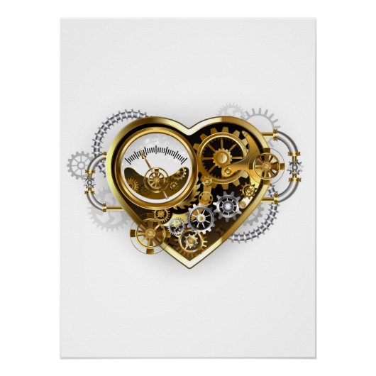 Steampunk Heart met een manometer Perfect Poster (Voorkant)