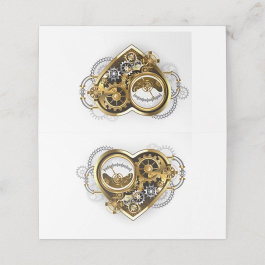 Steampunk Heart met een manometer Plaatskaartje (Buitenkant ongevouwen)