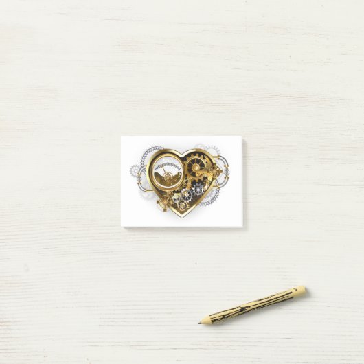 Steampunk Heart met een manometer Post-it® Notes (Op bureau)