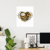 Steampunk Heart met een manometer Poster (Thuiskantoor)