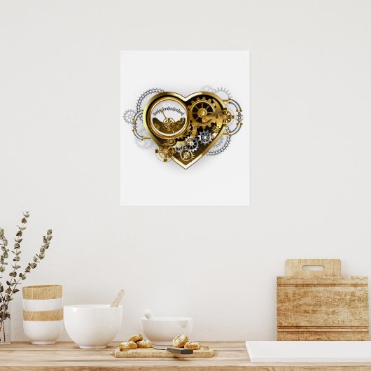 Steampunk Heart met een manometer Poster (Keuken)
