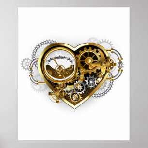 Steampunk Heart met een manometer Poster