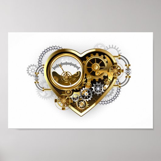 Steampunk Heart met een manometer Poster (Voorkant)