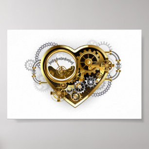Steampunk Heart met een manometer Poster