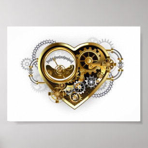 Steampunk Heart met een manometer Poster