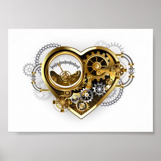 Steampunk Heart met een manometer Poster (Voorkant)