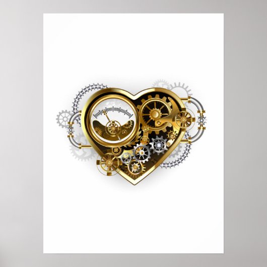 Steampunk Heart met een manometer Poster (Voorkant)