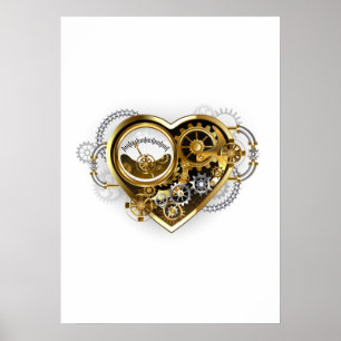 Steampunk Heart met een manometer Poster