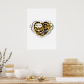 Steampunk Heart met een manometer Poster (Keuken)