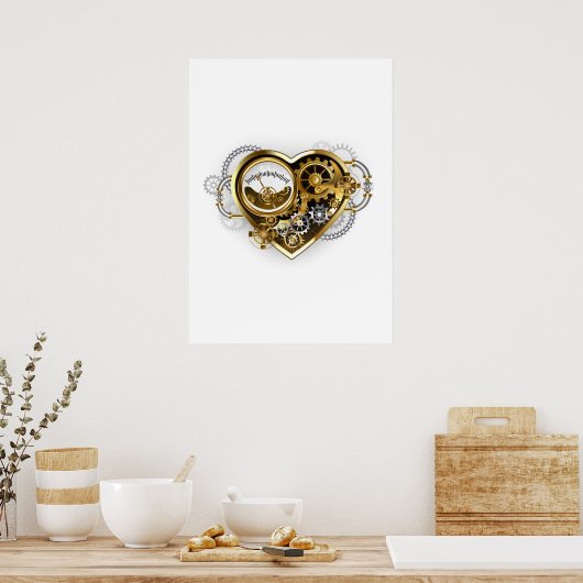 Steampunk Heart met een manometer Poster (Keuken)