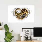 Steampunk Heart met een manometer Poster (Thuiskantoor)