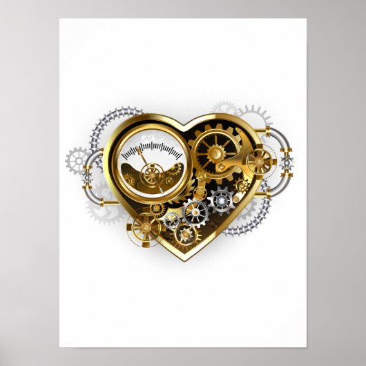 Steampunk Heart met een manometer Poster (Voorkant)