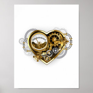 Steampunk Heart met een manometer Poster