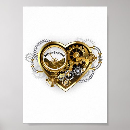 Steampunk Heart met een manometer Poster (Voorkant)