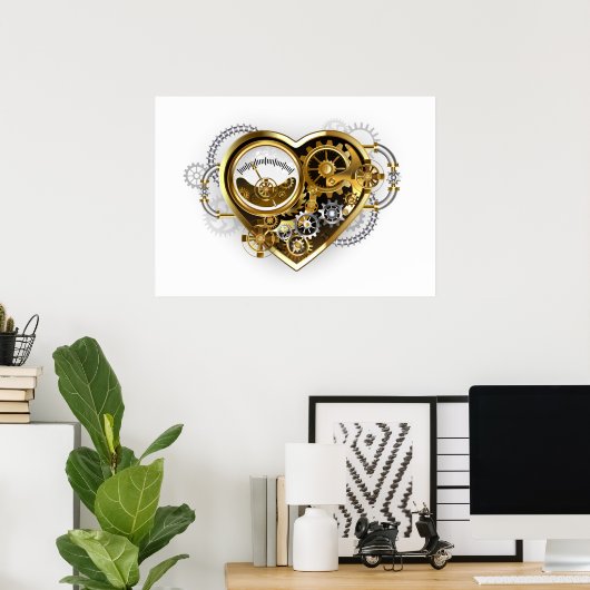 Steampunk Heart met een manometer Poster (Thuiskantoor)