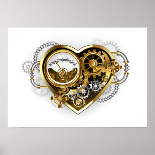 Steampunk Heart met een manometer Poster