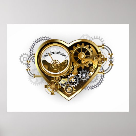Steampunk Heart met een manometer Poster (Voorkant)