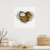 Steampunk Heart met een manometer Poster (Keuken)