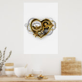 Steampunk Heart met een manometer Poster (Keuken)