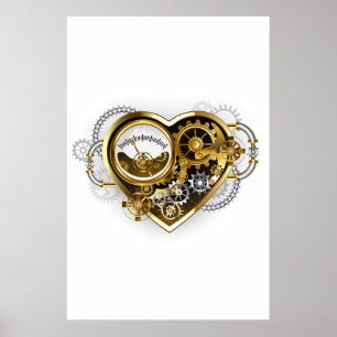 Steampunk Heart met een manometer Poster