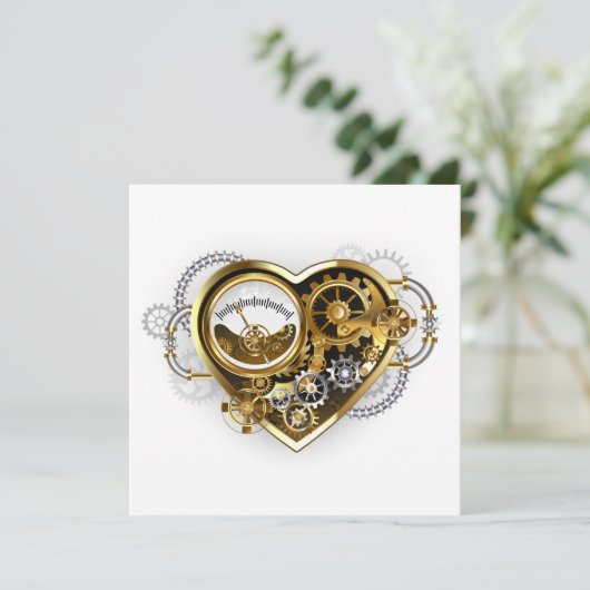 Steampunk Heart met een manometer Programmakaart (Staand voorkant)
