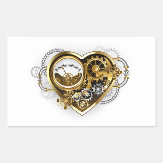 Steampunk Heart met een manometer Rechthoekige Sticker (Voorkant)