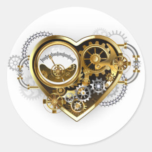 Steampunk Heart met een manometer Ronde Sticker