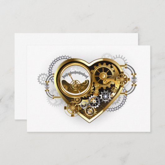 Steampunk Heart met een manometer Save The Date (Voorkant / Achterkant)