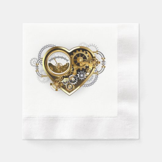 Steampunk Heart met een manometer Servet (Voorkant)